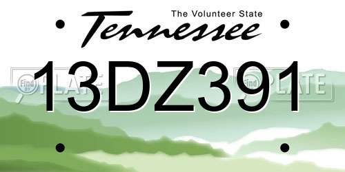 13DZ391 Tennessee License Plate