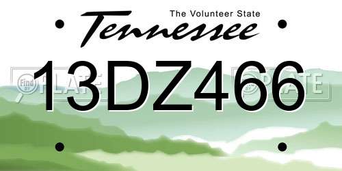 13DZ466 Tennessee License Plate