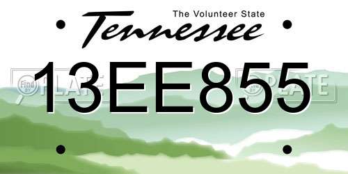 13EE855 Tennessee License Plate
