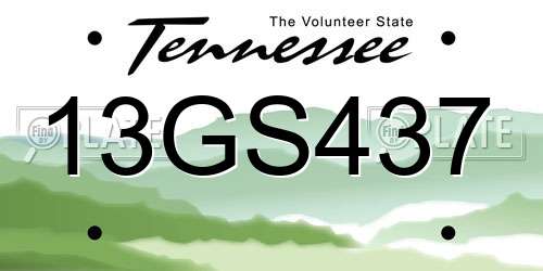 13GS437 Tennessee License Plate
