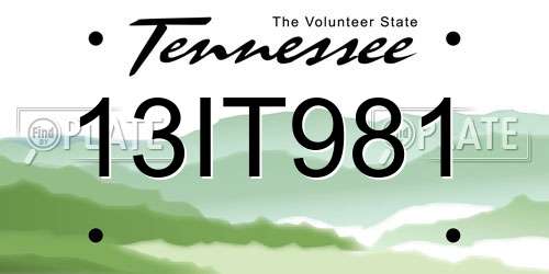 13IT981 Tennessee License Plate