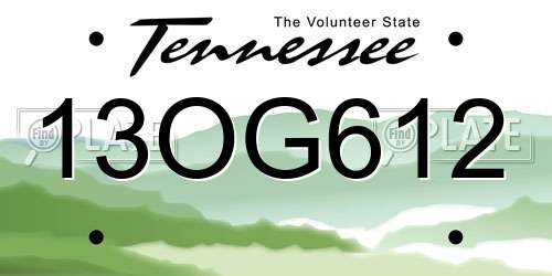 13OG612 Tennessee License Plate