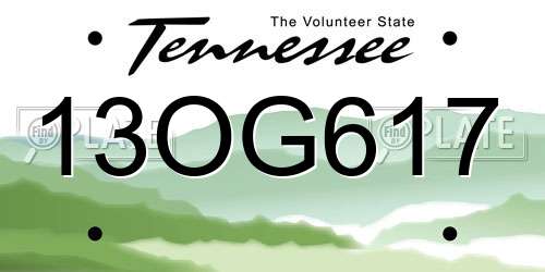 13OG617 Tennessee License Plate