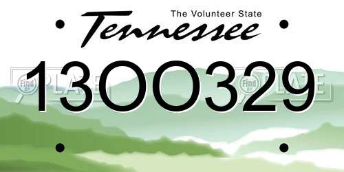 13OO329 Tennessee License Plate