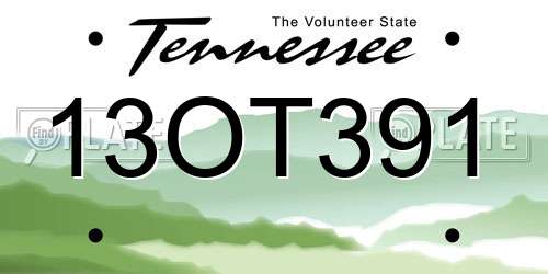 13OT391 Tennessee License Plate
