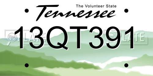 13QT391 Tennessee License Plate
