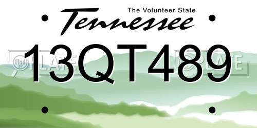 13QT489 Tennessee License Plate