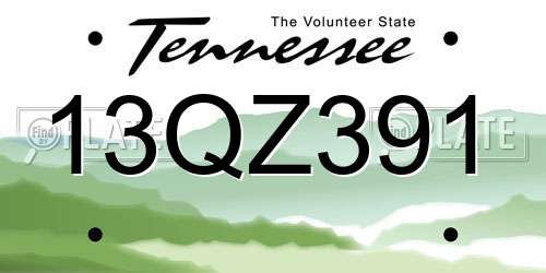 13QZ391 Tennessee License Plate
