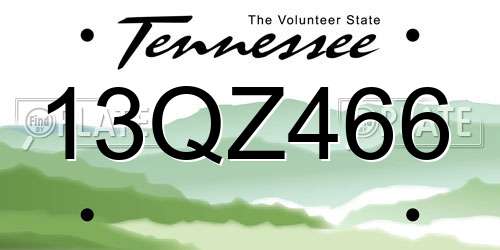 13QZ466 Tennessee License Plate