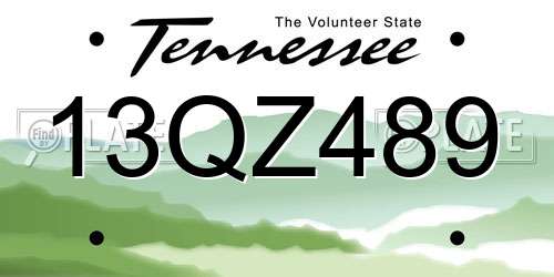 13QZ489 Tennessee License Plate