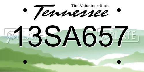13SA657 Tennessee License Plate
