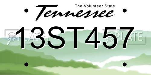 13ST457 Tennessee License Plate