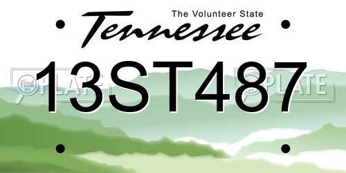 13ST487 Tennessee License Plate