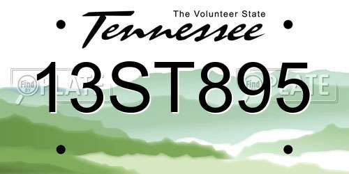 13ST895 Tennessee License Plate
