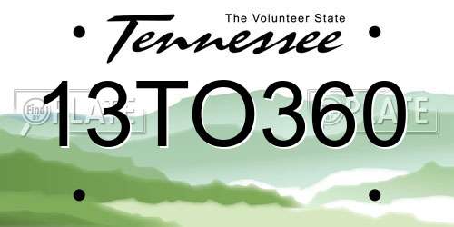13TO360 Tennessee License Plate