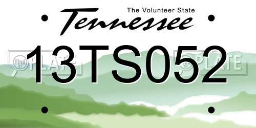 13TS052 Tennessee License Plate