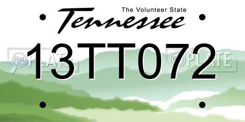 13TT072 Tennessee License Plate