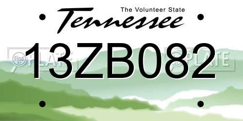 13ZB082 Tennessee License Plate