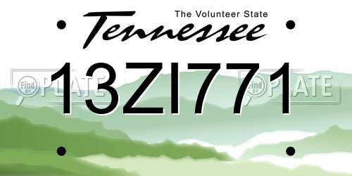 13ZI771 Tennessee License Plate