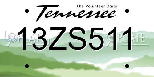 13ZS511 Tennessee License Plate