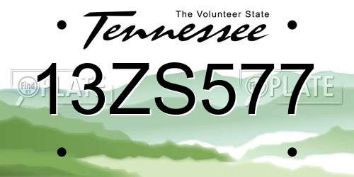 13ZS577 Tennessee License Plate
