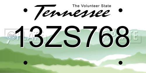 13ZS768 Tennessee License Plate