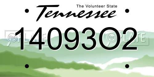 14093O2 Tennessee License Plate