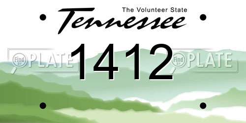 1412 Tennessee License Plate