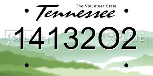 14132O2 Tennessee License Plate