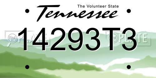 14293T3 Tennessee License Plate