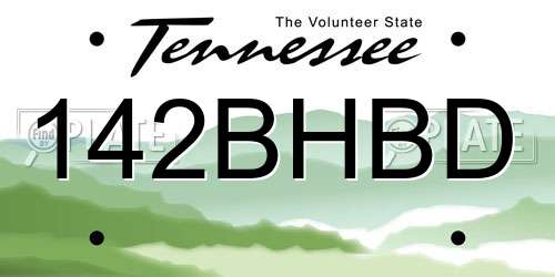 142BHBD Tennessee License Plate