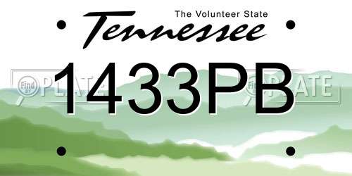 1433PB Tennessee License Plate