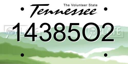 14385O2 Tennessee License Plate