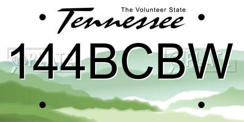 144BCBW Tennessee License Plate