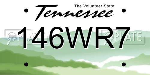 146WR7 Tennessee License Plate
