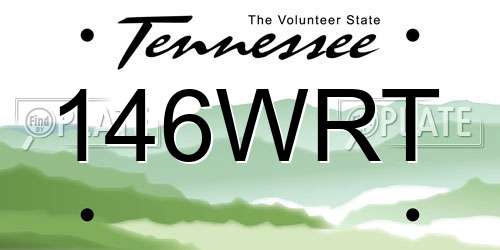 146WRT Tennessee License Plate