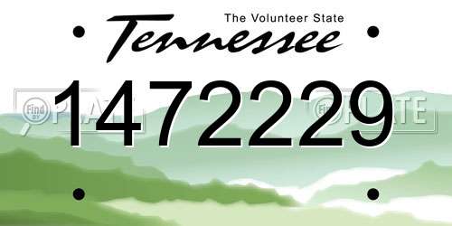 1472229 Tennessee License Plate