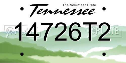 14726T2 Tennessee License Plate