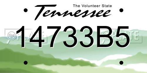 14733B5 Tennessee License Plate