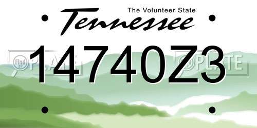 14740Z3 Tennessee License Plate