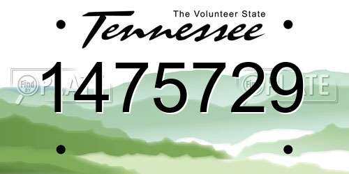 1475729 Tennessee License Plate