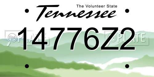 14776Z2 Tennessee License Plate