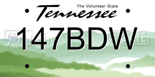 147BDW Tennessee License Plate
