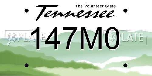 147M0 Tennessee License Plate