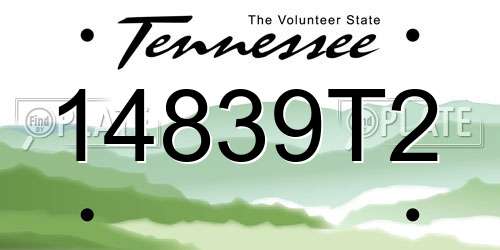 14839T2 Tennessee License Plate