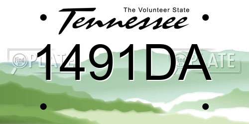 1491DA Tennessee License Plate