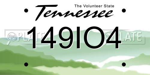 149IO4 Tennessee License Plate