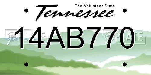 14AB770 Tennessee License Plate