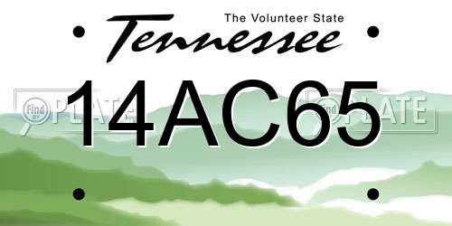 14AC65 Tennessee License Plate