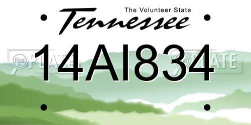 14AI834 Tennessee License Plate